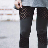Hot Gothic Stretchy Leggings Women Adventure Time Workout Legins Femme Tayt Fitness Leggins Feminino Casual Mesh Hollow Pants