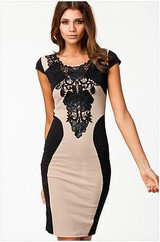 Hot Fashion Women Floral Lace Short Sleeve Evening Party Casual Mini Dress