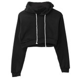 Hot fashion women autumn hoodie sweatshirts ladies long sleeve solid short casual hooded pullovers sweatshirts tops