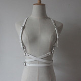 Hot Fashion Handmade Leather Harness Punk Gothic Body Bondage Cage Shoulder Wraped Long Waist Straps Suclpting Belt