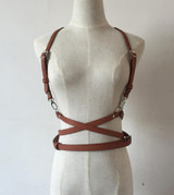 Hot Fashion Handmade Leather Harness Punk Gothic Body Bondage Cage Shoulder Wraped Long Waist Straps Suclpting Belt