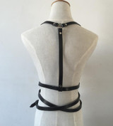 Hot Fashion Handmade Leather Harness Punk Gothic Body Bondage Cage Shoulder Wraped Long Waist Straps Suclpting Belt