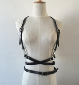 Hot Fashion Handmade Leather Harness Punk Gothic Body Bondage Cage Shoulder Wraped Long Waist Straps Suclpting Belt