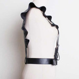 Hot Fashion Faux Leather Harness with PU leather lace on the shoulder strap Buckled Suspenders belt Body Bondage Cage Straps