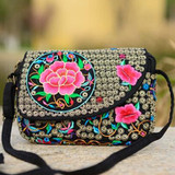 Hot Ethnic Hmong Boho Indian Embroidered Small Shoulder Bag Handmade Fabric Embroidery Crossbody Bags Luxury Brand Messenger Bag