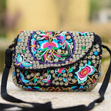 Hot Ethnic Hmong Boho Indian Embroidered Small Shoulder Bag Handmade Fabric Embroidery Crossbody Bags Luxury Brand Messenger Bag
