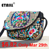 Hot Ethnic Hmong Boho Indian Embroidered Small Shoulder Bag Handmade Fabric Embroidery Crossbody Bags Luxury Brand Messenger Bag