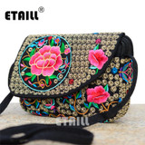 Hot Ethnic Hmong Boho Indian Embroidered Small Shoulder Bag Handmade Fabric Embroidery Crossbody Bags Luxury Brand Messenger Bag