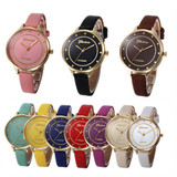 Fashion Thin Faux Leather Band Women Watch Vintage Geneva Analog Quartz Wrist Watch Ladies Casual Watches Clock