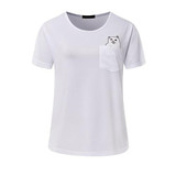 Fashion Tee Shirt Hip Hop Women Pocket Pussy Sexy Ripndip T Shirt Women Middle Finger Cat Streetwear Harajuku Kawaii Tees Top