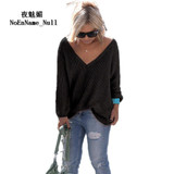 Fashion Sweater Women Winter V Neck Loose Knitted Sweater Long Sleeve Solid Top Women Autumn Female Sweaters Sueter Mujer Femme