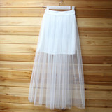 Fashion Summer Women Skirt Sexy Transparent Long Skirt Ladies Solid NETTING Mesh Skirts Stylish Jupe Skirts