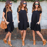 Fashion Summer Women ShortSleeve Dress Casual Sexy V-Neck Elegant Mini Dresses Clothes 2018