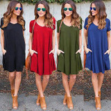Fashion Summer Women ShortSleeve Dress Casual Sexy V-Neck Elegant Mini Dresses Clothes 2018