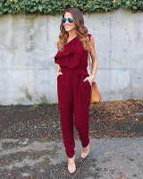 Fashion Summer Women Ladies Clubwear Single Shoulder Ruffles Playsuit Bodycon Party Jumpsuit Romper Jumpsuit Trousers New