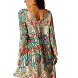 Fashion Summer Vintage Ethnic Dress Sexy Women Boho Floral Printed Casual Beach Dress Loose Sundress