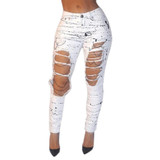 Fashion Summer Style White Hole Ripped Jeans Women Cool Denim High Waist Pants Capris Ladies Female Skinny Casual Jeans #237527