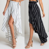 Fashion Summer Style Beach Striped Printed Irregular Skirts 2016 Sexy Lady Boho Maxi Skirt Women Casual Long Faldas Largas
