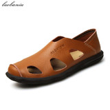 Fashion Summer Sandals Men Soft Leather Men Sandals Style Slip On