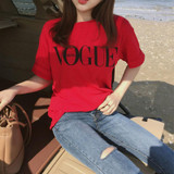 Fashion Summer Girl Short Sleeve Tops Clothes for Women VOGUE Letter Printed Harajuku T Shirt Red Black female T-shirt Camisas Fashion Summer Girl Short Sleeve Tops Clothes for Women VOGUE Letter Printed Harajuku T Shirt Red Black female T-shirt Camisas