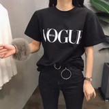 Fashion Summer Girl Short Sleeve Tops Clothes for Women VOGUE Letter Printed Harajuku T Shirt Red Black female T-shirt Camisas Fashion Summer Girl Short Sleeve Tops Clothes for Women VOGUE Letter Printed Harajuku T Shirt Red Black female T-shirt Camisas