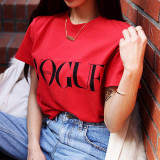 Fashion Summer Girl Short Sleeve Tops Clothes for Women VOGUE Letter Printed Harajuku T Shirt Red Black female T-shirt Camisas Fashion Summer Girl Short Sleeve Tops Clothes for Women VOGUE Letter Printed Harajuku T Shirt Red Black female T-shirt Camisas