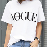 Fashion Summer Girl Short Sleeve Tops Clothes for Women VOGUE Letter Printed Harajuku T Shirt Red Black female T-shirt Camisas Fashion Summer Girl Short Sleeve Tops Clothes for Women VOGUE Letter Printed Harajuku T Shirt Red Black female T-shirt Camisas