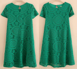 Fashion Summer Dress 2018 Women Casual Mini Dress Short Sleeve A-Line Hollow Out Lace Sexy