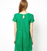 Fashion Summer Dress 2018 Women Casual Mini Dress Short Sleeve A-Line Hollow Out Lace Sexy