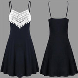 Fashion summer dress 2018 beach dress Womens Crochet Lace Backless Mini Slip Dress Camisole Sleeveless Dress vestidos J08#N