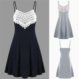 Fashion summer dress 2018 beach dress Womens Crochet Lace Backless Mini Slip Dress Camisole Sleeveless Dress vestidos J08#N
