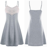 Fashion summer dress 2018 beach dress Womens Crochet Lace Backless Mini Slip Dress Camisole Sleeveless Dress vestidos J08#N