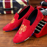 Fashion Suede Men Shoes Soft Nubuck Leather Shoes Casual Slip-on Moccasins Men Boat Loafers Driving Flats Totem Printing Shoes
