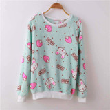 Fashion Striped Watermelon Star Harajuku Women Sweater Winter Warm Flannel girl pullover tops Cashmere Knitted Sweater Female