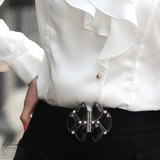 Fashion stand collar long sleeve female shirt OL office Formal elegant ruffles chiffon women's blouse plus size bow tops #580