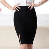 Fashion spring summer autumn 2018 new women skirt high waist work slim pencil skirt open fork sexy office lady skirts female