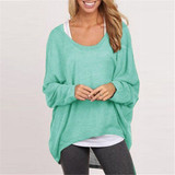 Fashion Spring Autumn Women Blouse Batwing Long Sleeve Casual Loose Solid Top Shirt Sweater Plus Size Blusas Femininas 9 Colors