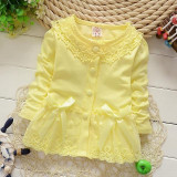 Fashion Spring Autumn Casual Girls  Lace Bow Jackets Cardigan Baby kids babe Coat Children Princess Outwear Coats S2116