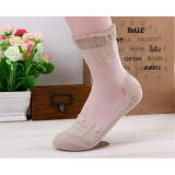 Hot sales Ultrathin Transparent Beautiful Crystal Lace Elastic Short Women Socks Calcetines solid color Sock for Womens meias