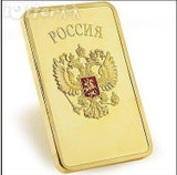 HOT SALE! Free shipping Retail RARE 1 OZ. SOVIET RUSSIAN USSR CCCP PURE .999 24K GOLD LAYERED INGOT BULLION BAR free shipping