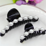 Hot Sale Women Pearl Hair Crab Plastic Hair Claws Clamp Resin Barette Top Gripper Crystal Rhinestone Pearl Hairpins Hair Clip