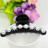 Hot Sale Women Pearl Hair Crab Plastic Hair Claws Clamp Resin Barette Top Gripper Crystal Rhinestone Pearl Hairpins Hair Clip