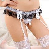 Hot Sale Women Erotic Lingerie Garter Belt Stocking Set Bow Net Lace Pearl Thigh High Sexy Stockings Pantyhose Nightdress