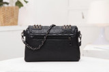 SMOOZA Skull Rivets Women Black Leather Messenger Bags Fashion Vintage Messenger Cool Shoulder Bags sac a main bolsa