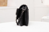 SMOOZA Skull Rivets Women Black Leather Messenger Bags Fashion Vintage Messenger Cool Shoulder Bags sac a main bolsa