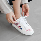 Smile Circle 2017 Spring Autumn Shoes Women Lace-up Embroidery Flat Shoes Women Fashion Designer Flower Casual Platform Shoes