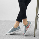 Smile Circle 2017 Spring Autumn Shoes Women Lace-up Embroidery Flat Shoes Women Fashion Designer Flower Casual Platform Shoes