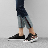 Smile Circle 2017 Spring Autumn Shoes Women Lace-up Embroidery Flat Shoes Women Fashion Designer Flower Casual Platform Shoes