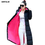 SMFOLW 2017 Coat Parkas Women Winter Jackets Winter Long Jacket Women High Quality Warm Female Thickening Warm Parka Hood