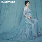 SMDPPWDBB Maternity Photography Props 2017 Royal Style lace Pregnancy Dress Pregnant maternity photo shoot long dress Nightdress